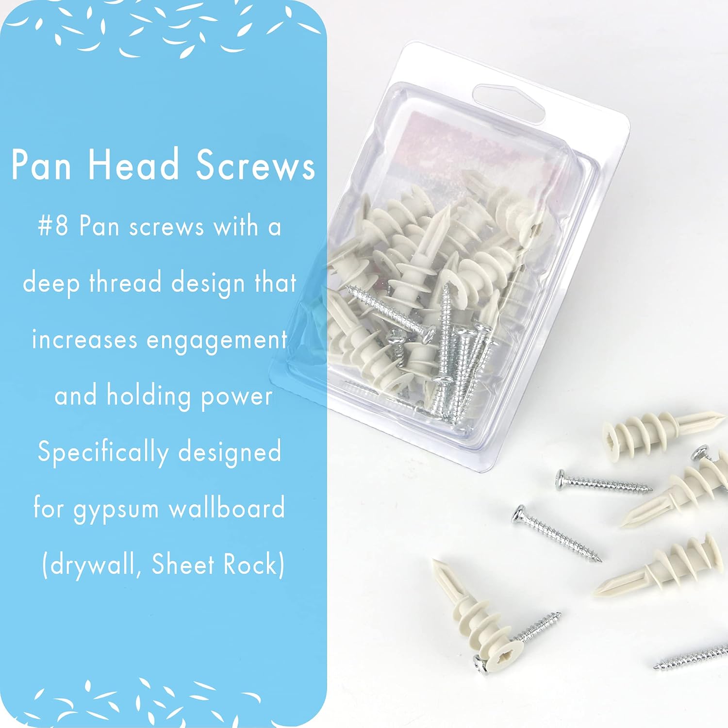 RIFAA Self Drilling Drywall Anchors and Screws Kit of 40 Pieces - Wall Anchors Holds 50 Lbs - Install Hardware - Mount and Hang from Drywall and Doors: Industrial & Scientific