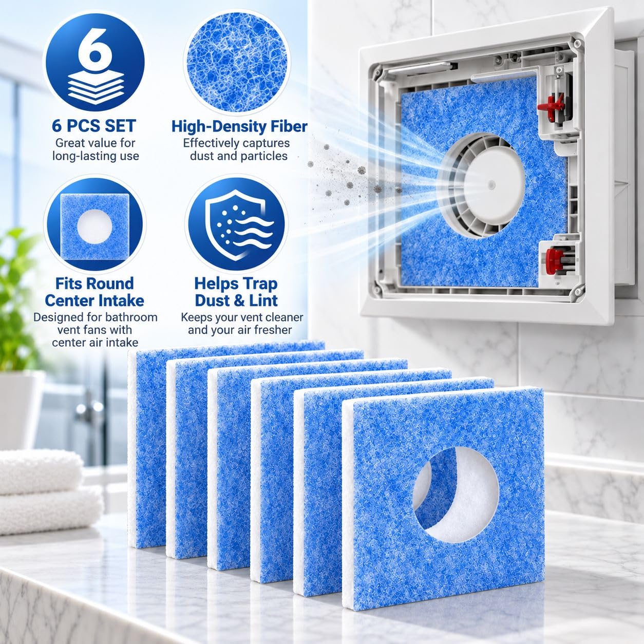6 Filtros Ventilación de Repuesto para LIMODOR F/C + 90016