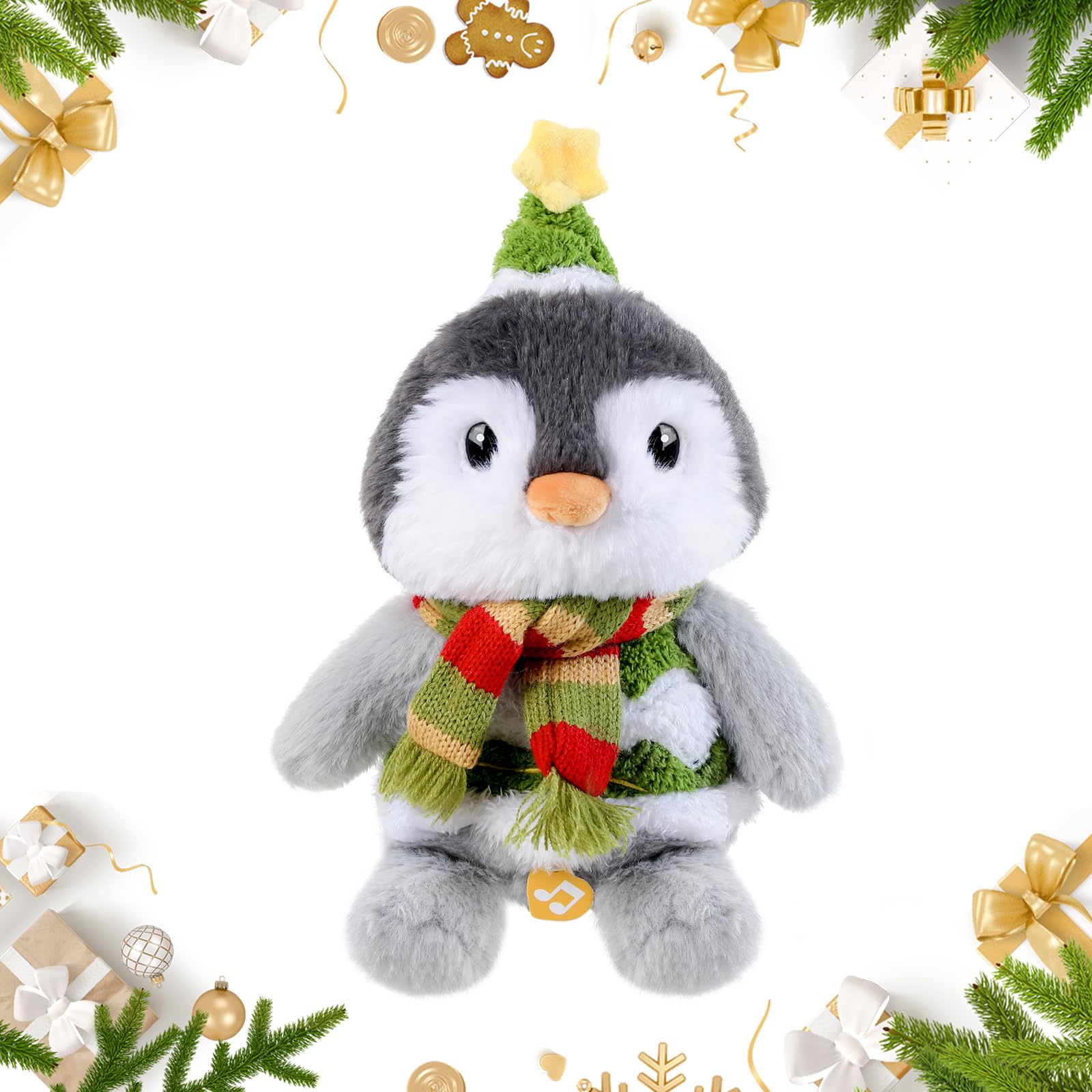 Edencomer Penguin Plush Toy, Singing Dancing Glowing Repeating Toy, Musical Interactive Plush Toy Repeating What You Say