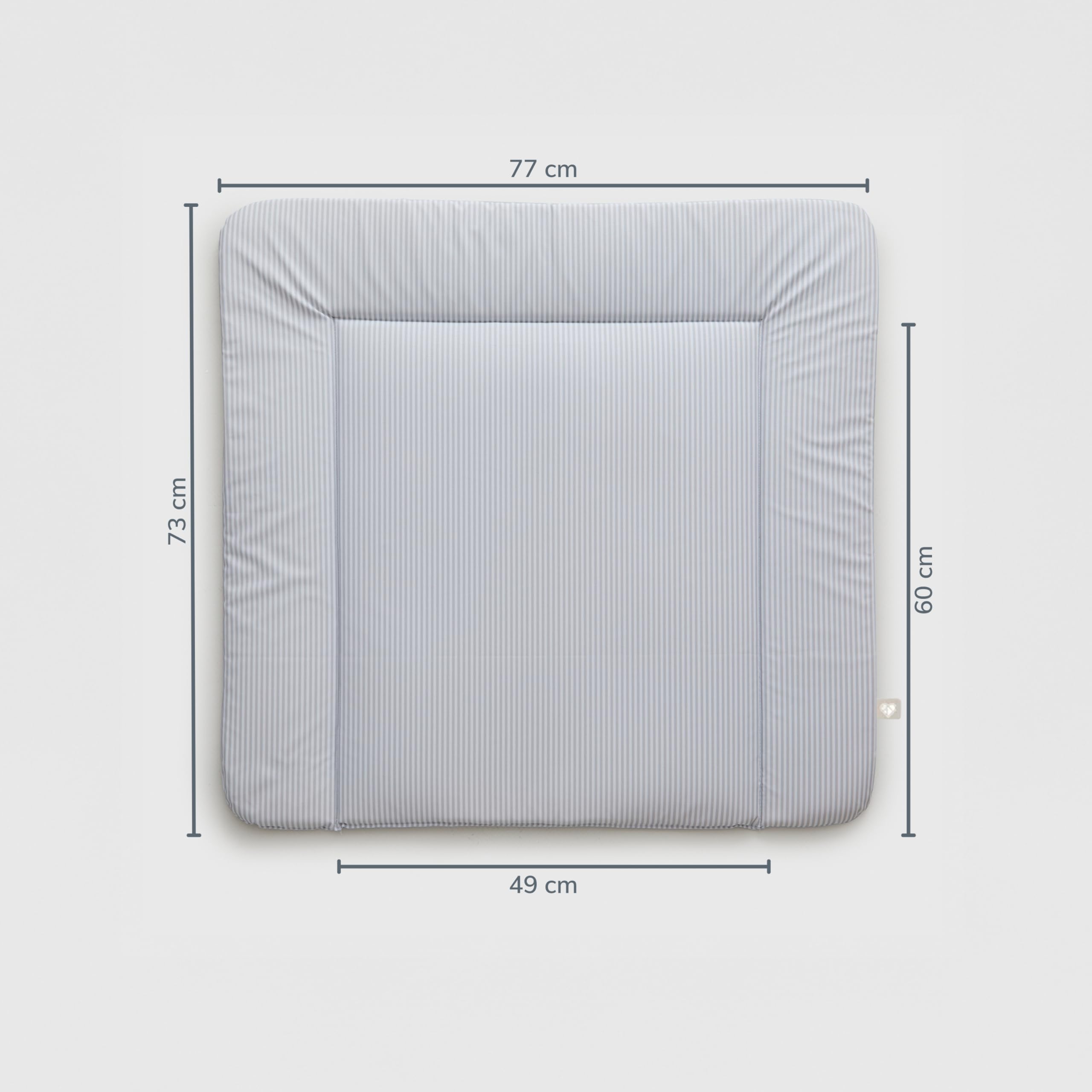 Premium Wickelauflage 77x73 cm | Wickelunterlage für Wickelkommode Malm Hemnes Nordli | ÖKO-TEX 100 | Abwaschbar, wasserabweisend, beidseitig bedruckt | Farbstoff- und phthalatfrei | Streifen grau