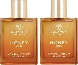 Bellavita Luxury Honey Oud Eau de Parfum | 100 mlx2 (6.8 fl.oz.) | Perfume for Men and Women | Sweet Honey, Bergamot, Oud, & Amber Notes | Long Lasting Unisex Fragrance (Pack of 2)