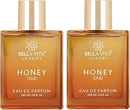 Bellavita Luxury Honey Oud Eau de Parfum | 100 mlx2 (6.8 fl.oz.) | Perfume for Men and Women | Sweet Honey, Bergamot, Oud, & Amber Notes | Long Lasting Unisex Fragrance (Pack of 2)