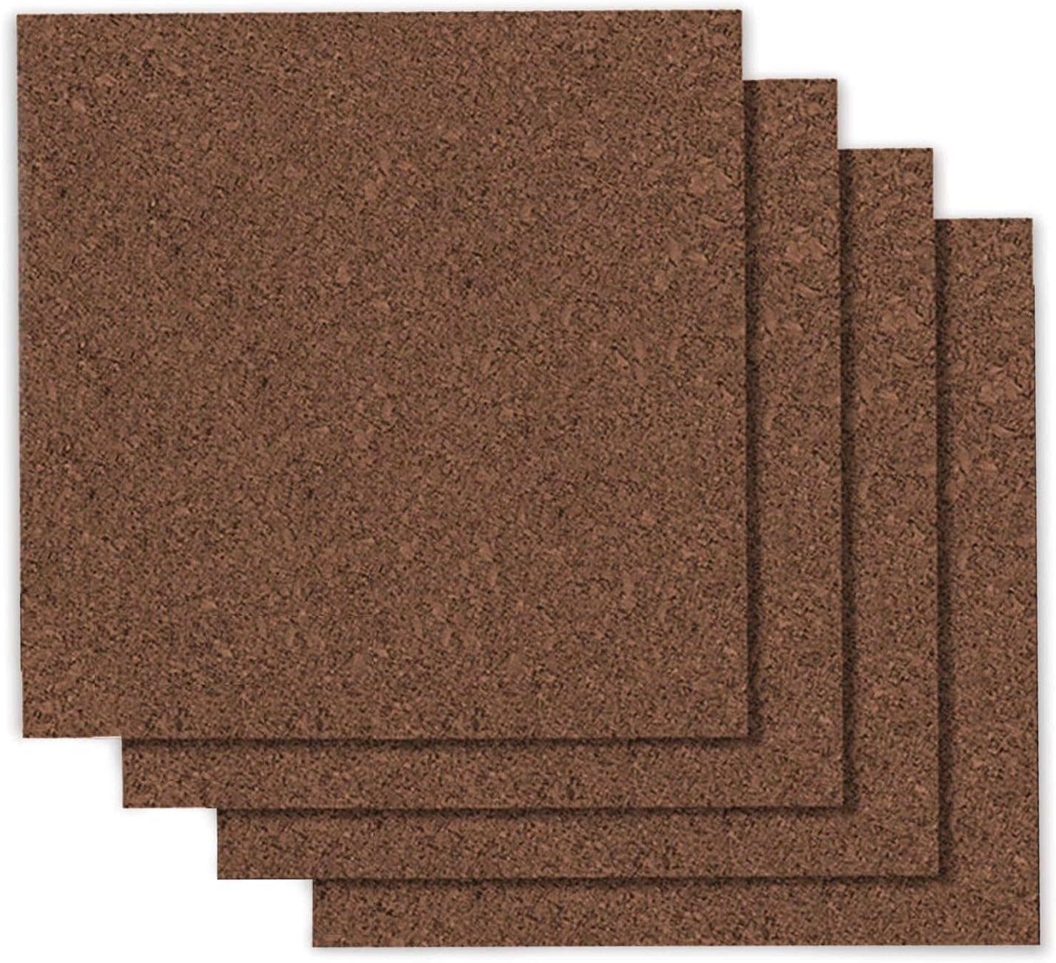 Quartet Dark Brown Cork Bulletin Board Tiles 12x12x3/8 Inch Self-Healing Panels 4-Pack - Noise Absorbing Custom Wall Boards