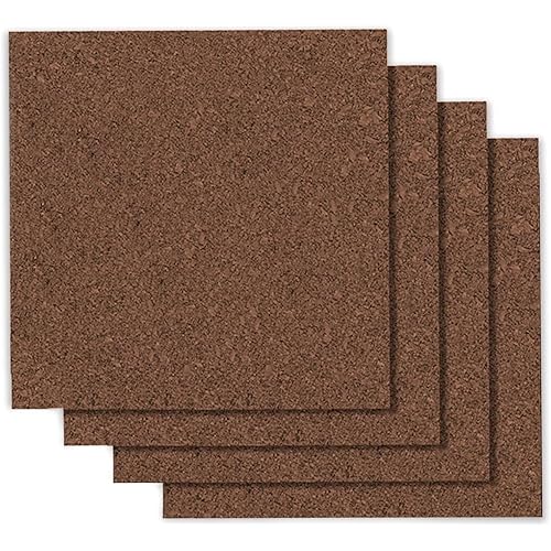 Quartet Cork Tiles, Bulletin Board Cork Panels 12" x 12" x 3/8", Dark Brown, 4 Pack (101)