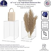 Vista 12 de Acrylic Display Riser Box Clear Plexiglass 12" x 12” x 19” No Lid Hollow Pedestal 5 Sided Display Trinkets Flowers Dust Cover Bin Collectible Items