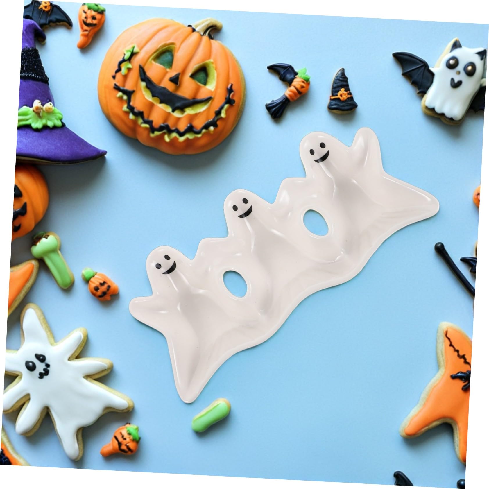 MAGICLULU Plato De Dulces Fantasma De Cerámica Bandeja para Servir Fiestas Plato De Dulces para Halloween Tres Compartimentos para Decoración De Cocina Frutos Secos Frutas y Aperitivos