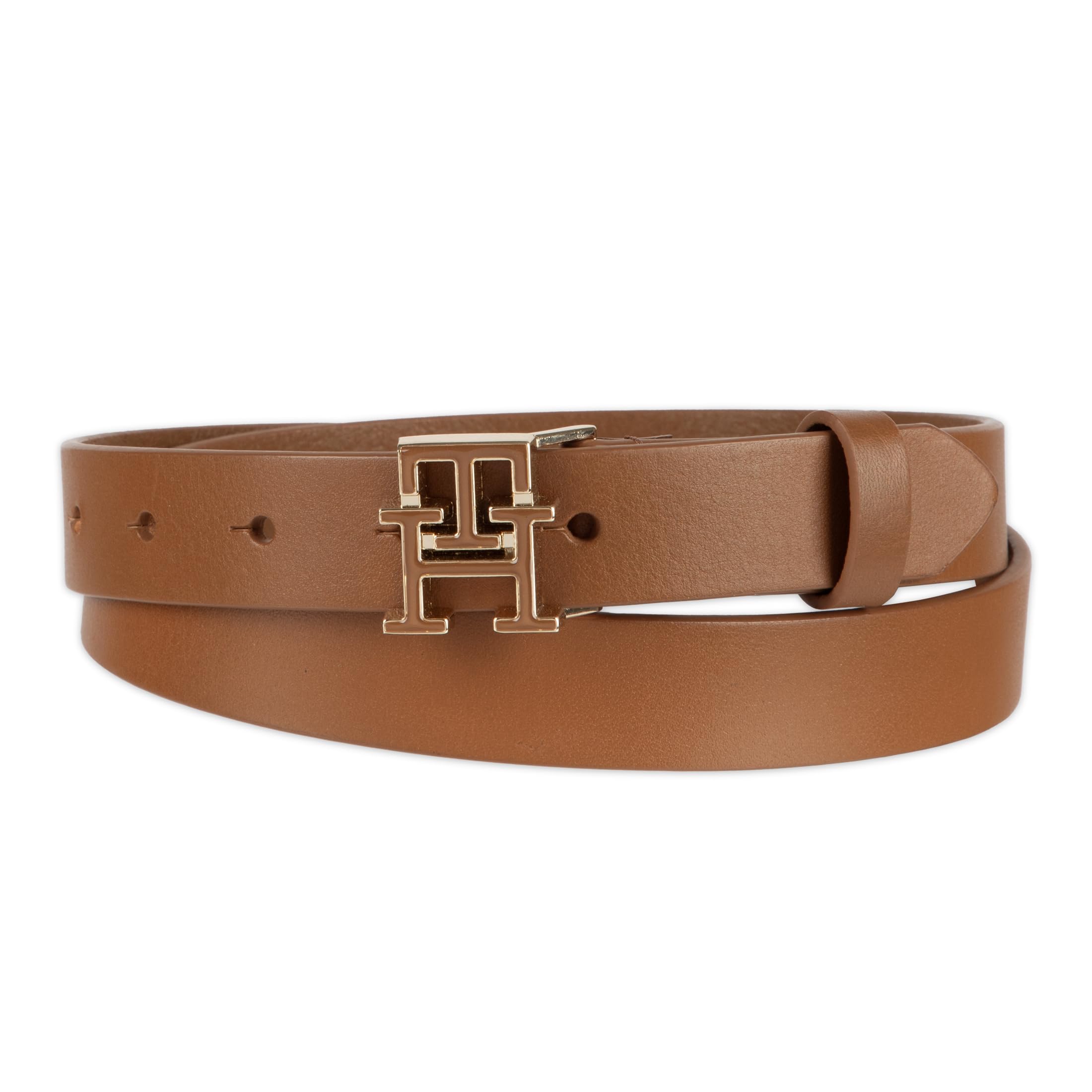 Women's Th Monogram Enamel Plaque Buckle Skinny Belt for Jeans, Trousers and Dresses
