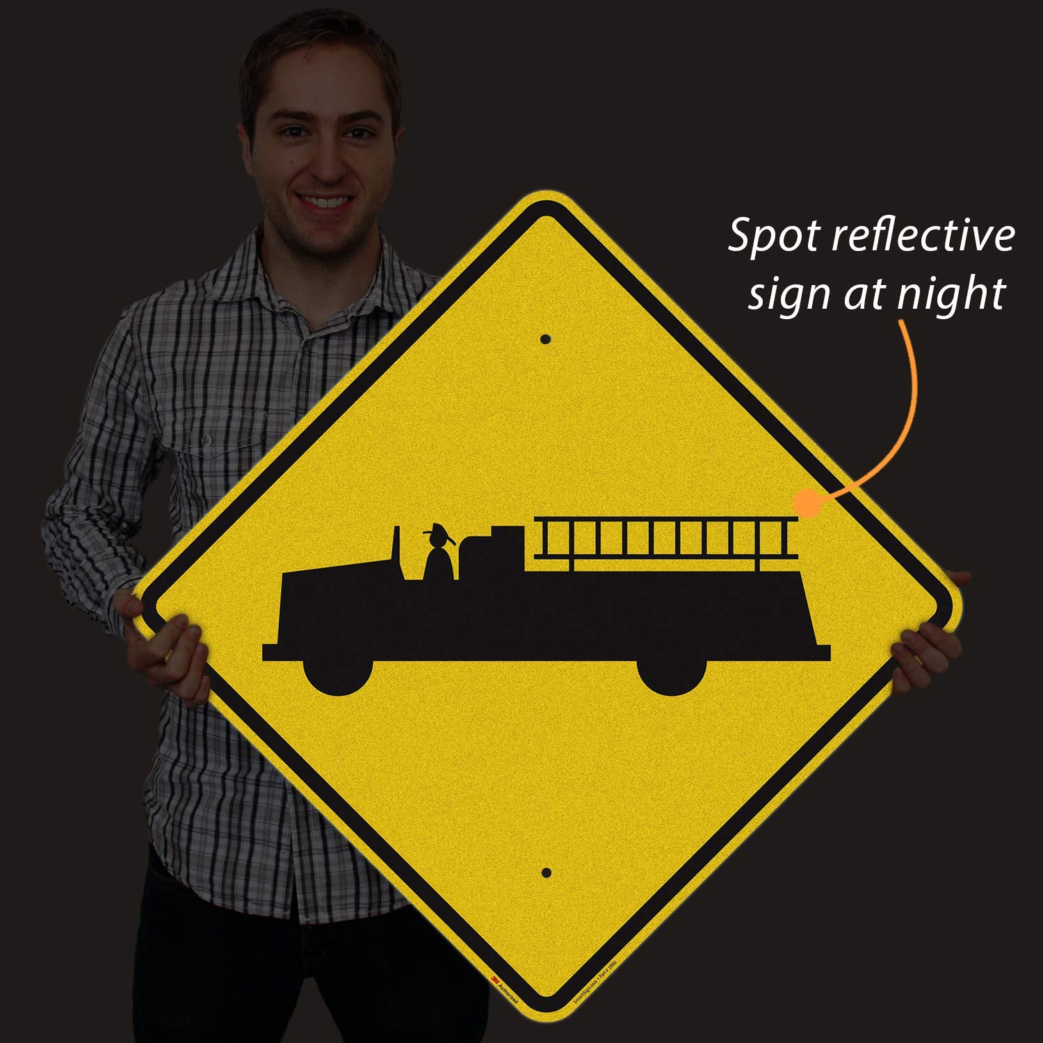 SmartSign "Fire Station Truck" Sign | 24" x 24" 3M Engineer Grade Reflective Aluminum