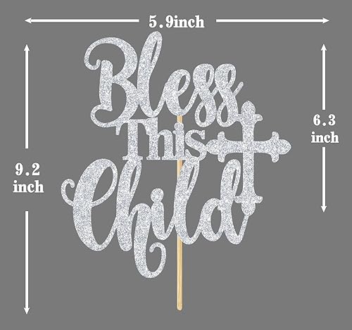 Miniatura 2 de Bless This Child Cake Topper, God Bless, bautizo, decoración de primer cumpleaños para bebé, primera comunión, baby shower, revelación de género,