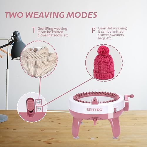 Miniatura 4 de RVtiooy SENTRO - Máquina de tejer, kit inteligente de máquina de tejer de 40 agujas, máquinas de tejer para adultos y niños, bufandas, sombreros,