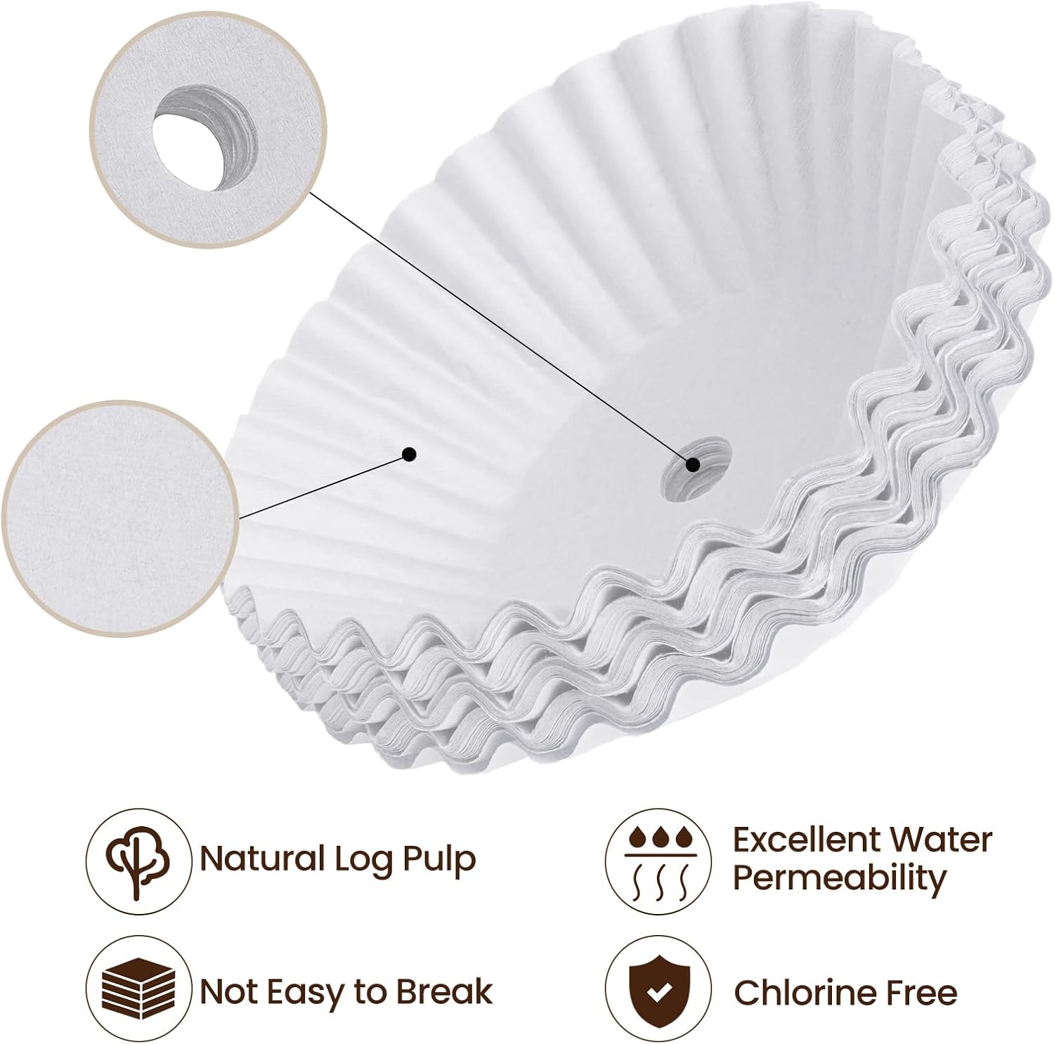 Paper Coffee Filters Compatible with Hamilton Beach Coffee Maker, 200 Pcs White Perforated Disposable Filters for Hamilton Beach 45 Cup
