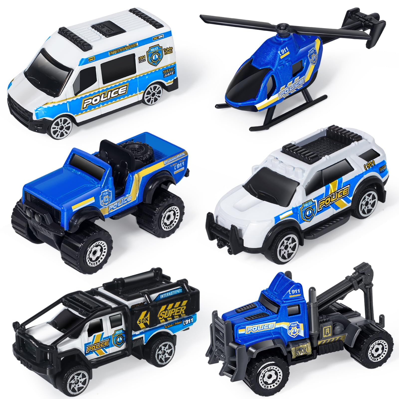 Amazon.com: Oriate 6 PCS 1:64 Die-Cast Police Car Toys & Emergency