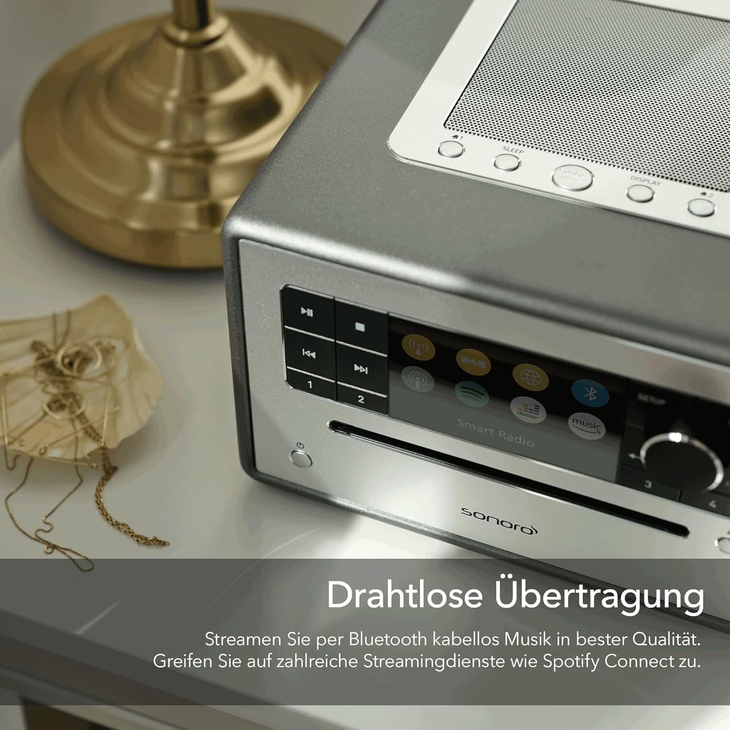 sonoro Elite Internetradio mit CD-Player (FM, DAB Plus, Podcasts, Spotify, Amazon Music, Deezer) Matt Graphit