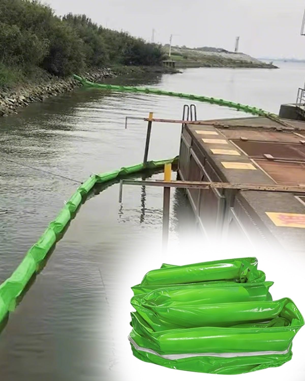 LYDBMYT Oil Spill Containment Boom - Heavy-Duty Floating Barrier for Water Pollution Control and Flood Prevention