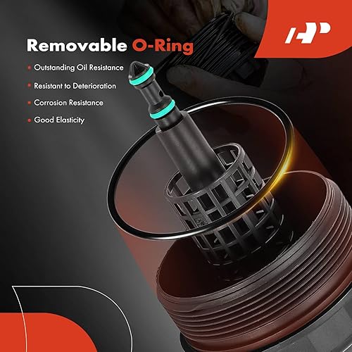 Miniatura 4 de A-Premium Conjunto de tapa de carcasa de filtro de aceite compatible con BMW 320i, 323Ci, 323i, 323is, 325Ci, 325i, 325xi, 328Ci, 328i, 328is,