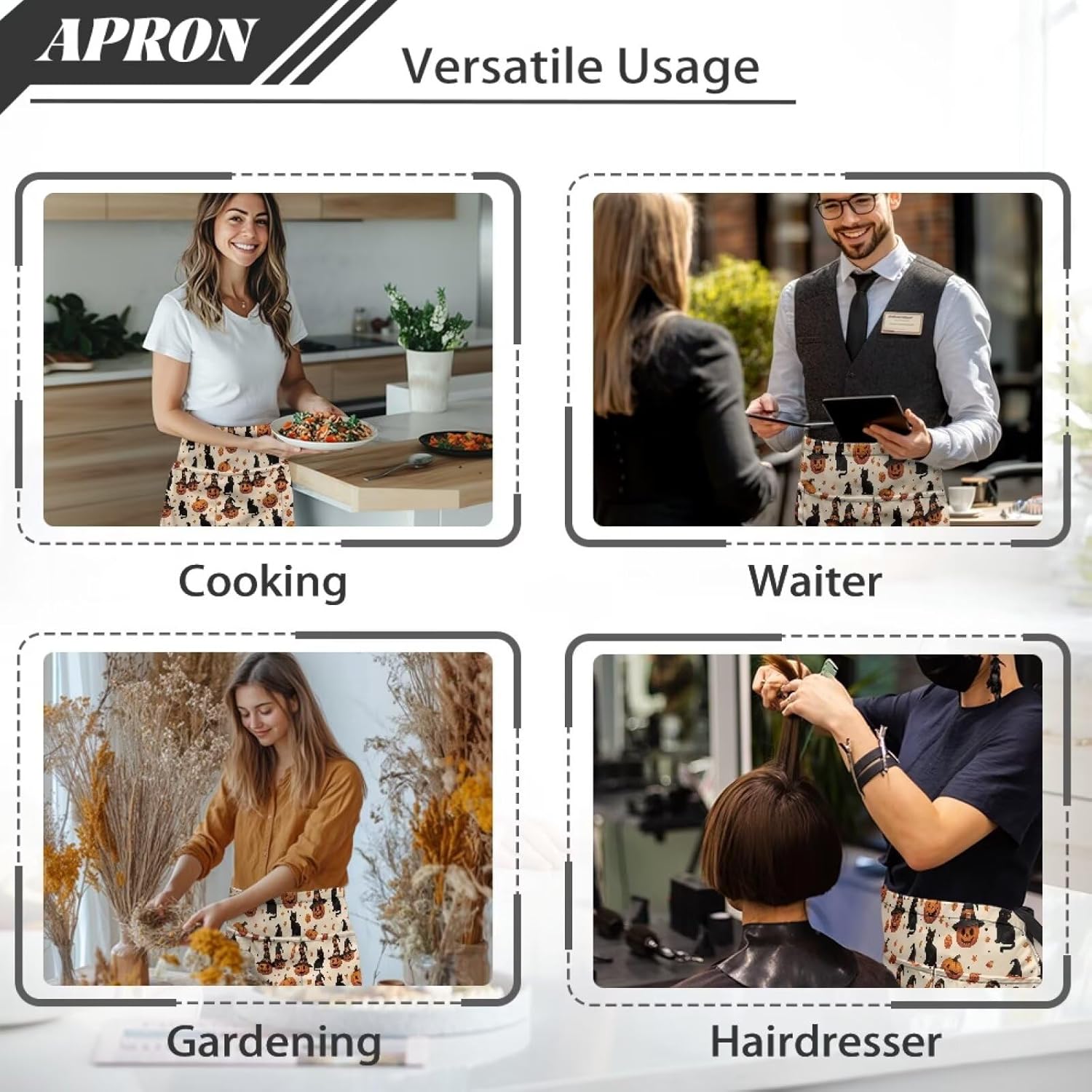 doginthehole Waist Apron with Pockets Waterproof Server Aprons for Women Men Short Half Aprons for Cooking