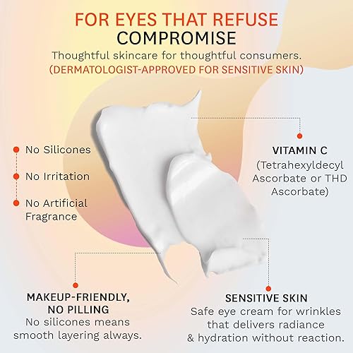 Miniatura 6 de Fig.1 Crema de ojos con vitamina C para ojeras, hinchazón y arrugas  Crema debajo de los ojos para mujeres y hombres  Tratamiento de ojos brillante