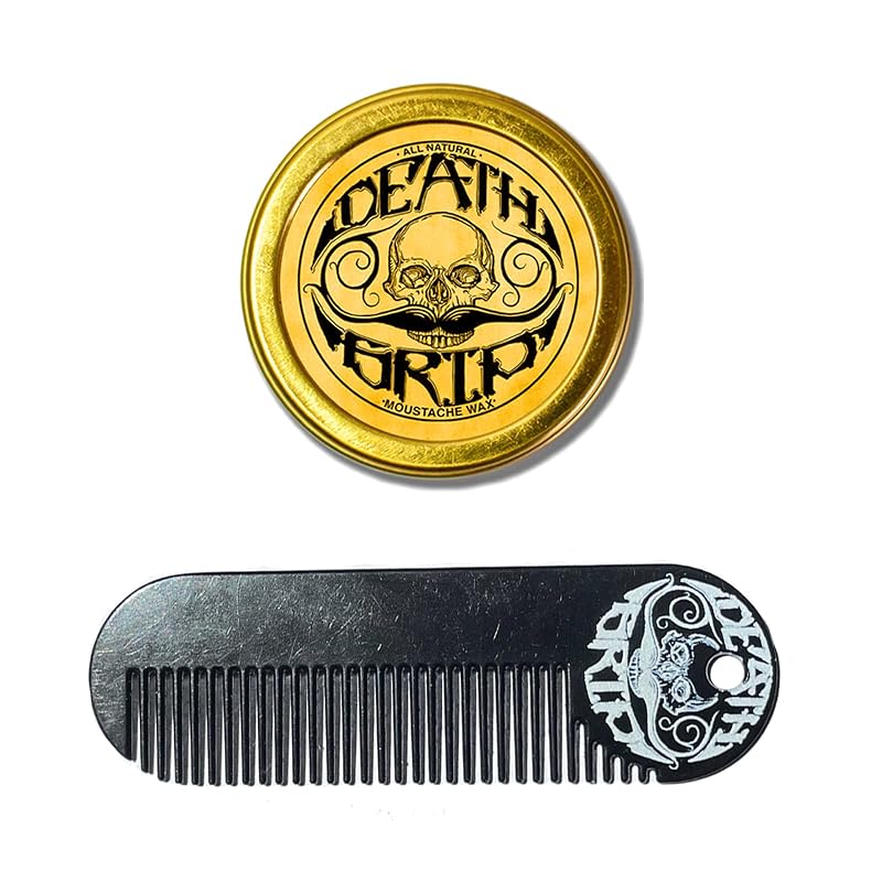Cera para bigode THE VINTAGE GROOMING CO. Death Grip e pente metálico de chaveiro