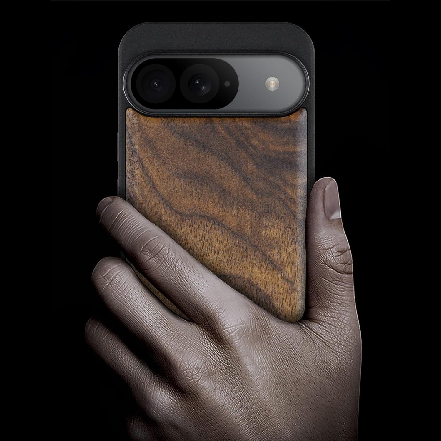 Carveit Wood Case for Pixel 9 Case [Natural Wood & Black Soft TPU] Shockproof Protective Unique Wooden Cover Compatible with Google Pixel 9 (Natural-Walnut)
