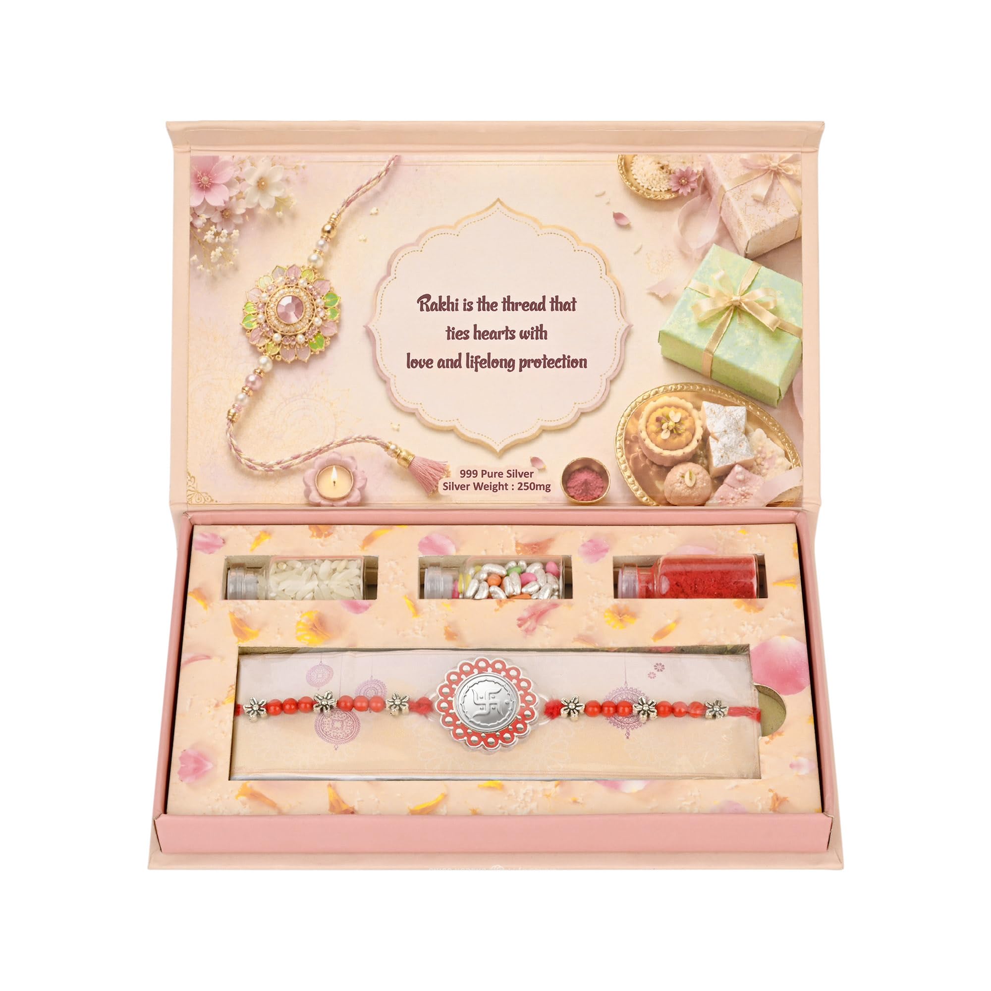 TOUCH925 Pure 925 Silver Rakhi Bracelet Ritual Gift Box