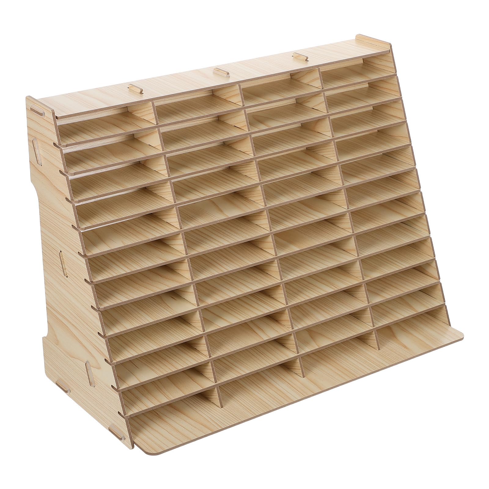 Porta Cellulare in Legno a Scomparti, Design Naturale Khaki | Aula e Ufficio, Struttura Inclinata Multi Griglia, Salvaspazio, Portatile, per Studenti e Famiglie