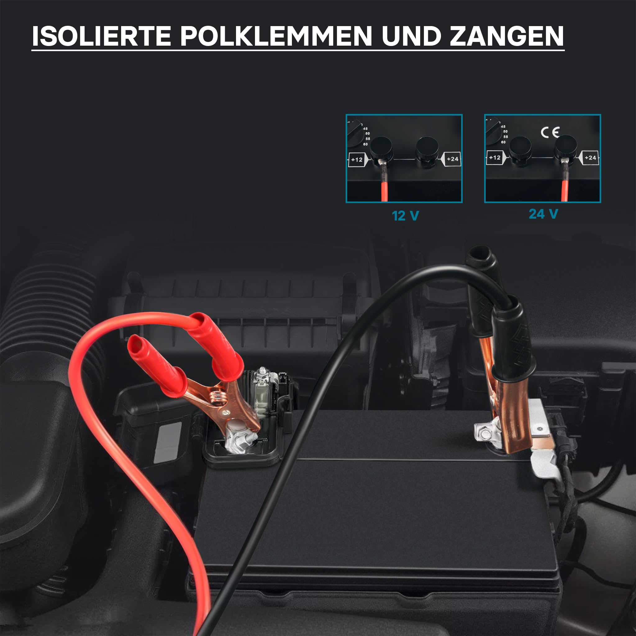Wiltec Batterieladegerät 12V 24V 30A Batterie, Ladegerät und Starthilfe für Motorräder, Kfz, LKW, Akkuladegerät Boost 430 mit Schnellladung