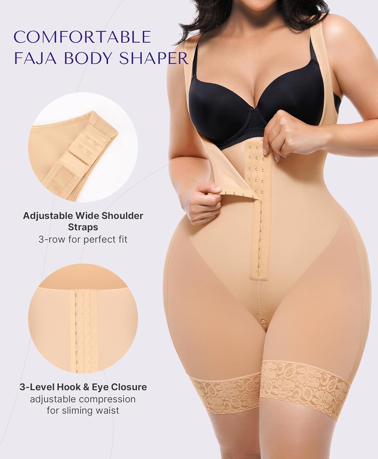 SHAPELLX Fajas Colombianas Shapewear for Women Tummy Control Post Partum Faja Body Shaper Butt Lifting with Zipper Crotch - Image 3