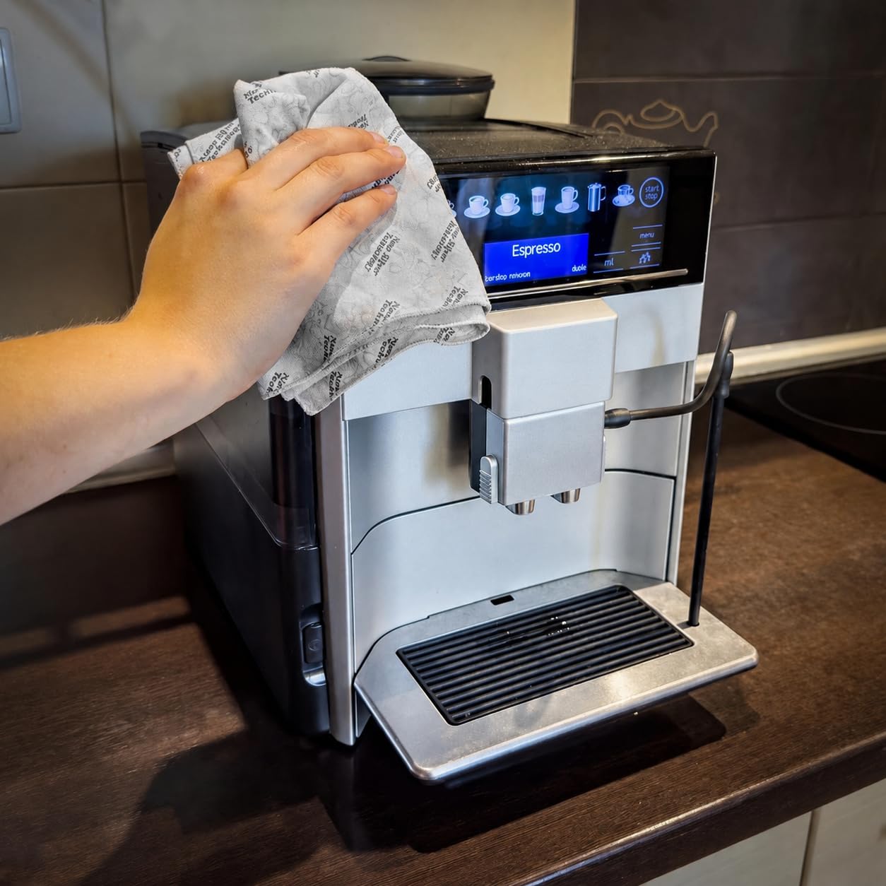 Ręcznik kuchenny XL 50 x 80 cm – szara ściereczka kuchenna z mikrofibry – chłonna chusta do domu
