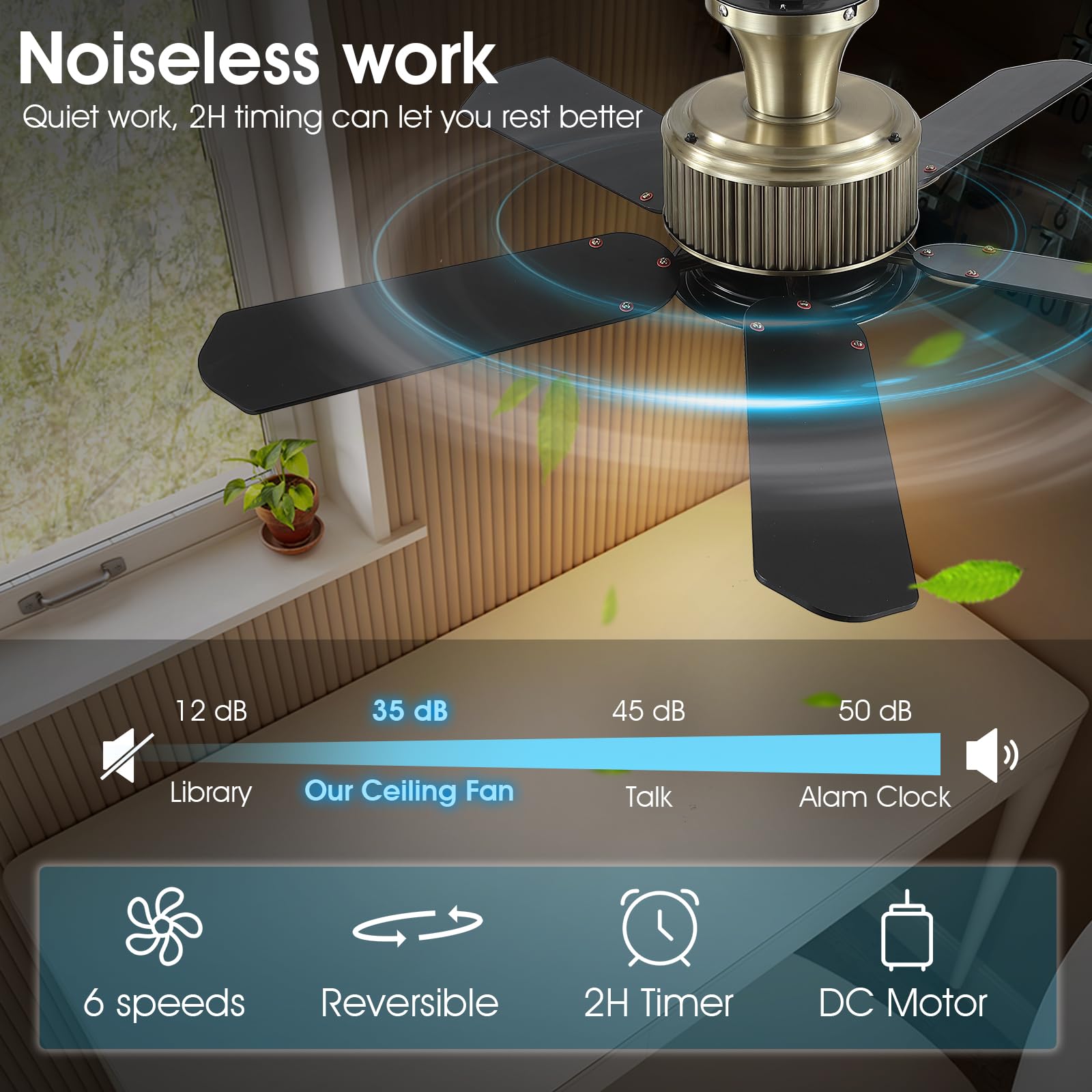 Surtime 44 Inch Low Profile Ceiling Fans with Lights and APP&Remote Control,Farmhouse Flush Mount Ceiling Fan for Indoor/Outdoor,3 Colors Dimmable,5 Reversible Double-Sided Blades(Bronze)