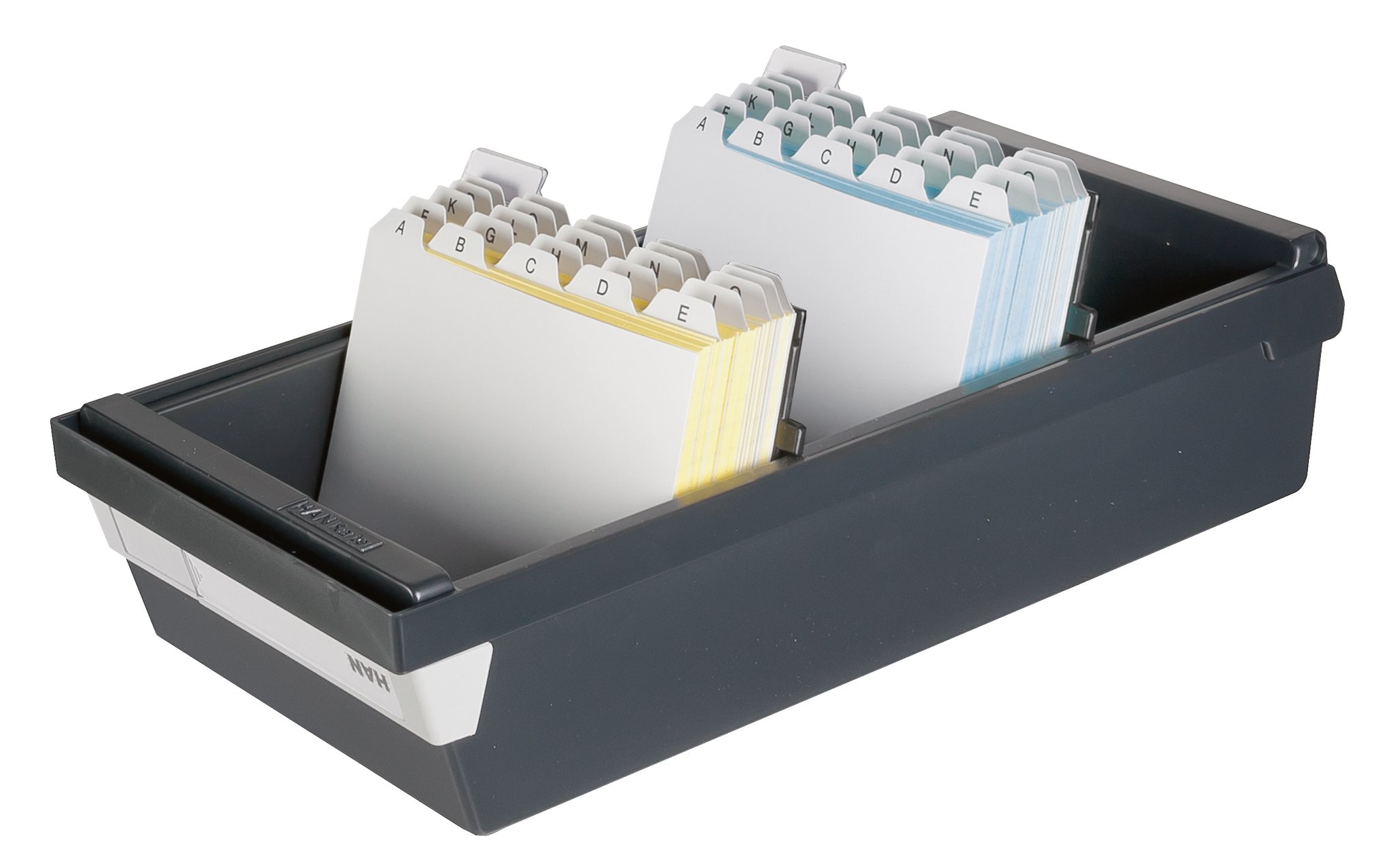 Han 955 - Fichero para tarjetas (capacidad máxima de 1300 tarjetas, poliestireno, tamaño A5, 235 x 190 x 360 mm), color negro