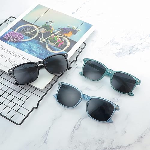 Miniatura 5 de YEIN 3 Pack Sunglasses for Men and Women, UV Protection Outdoor Glasses Vintage Square Full Frame