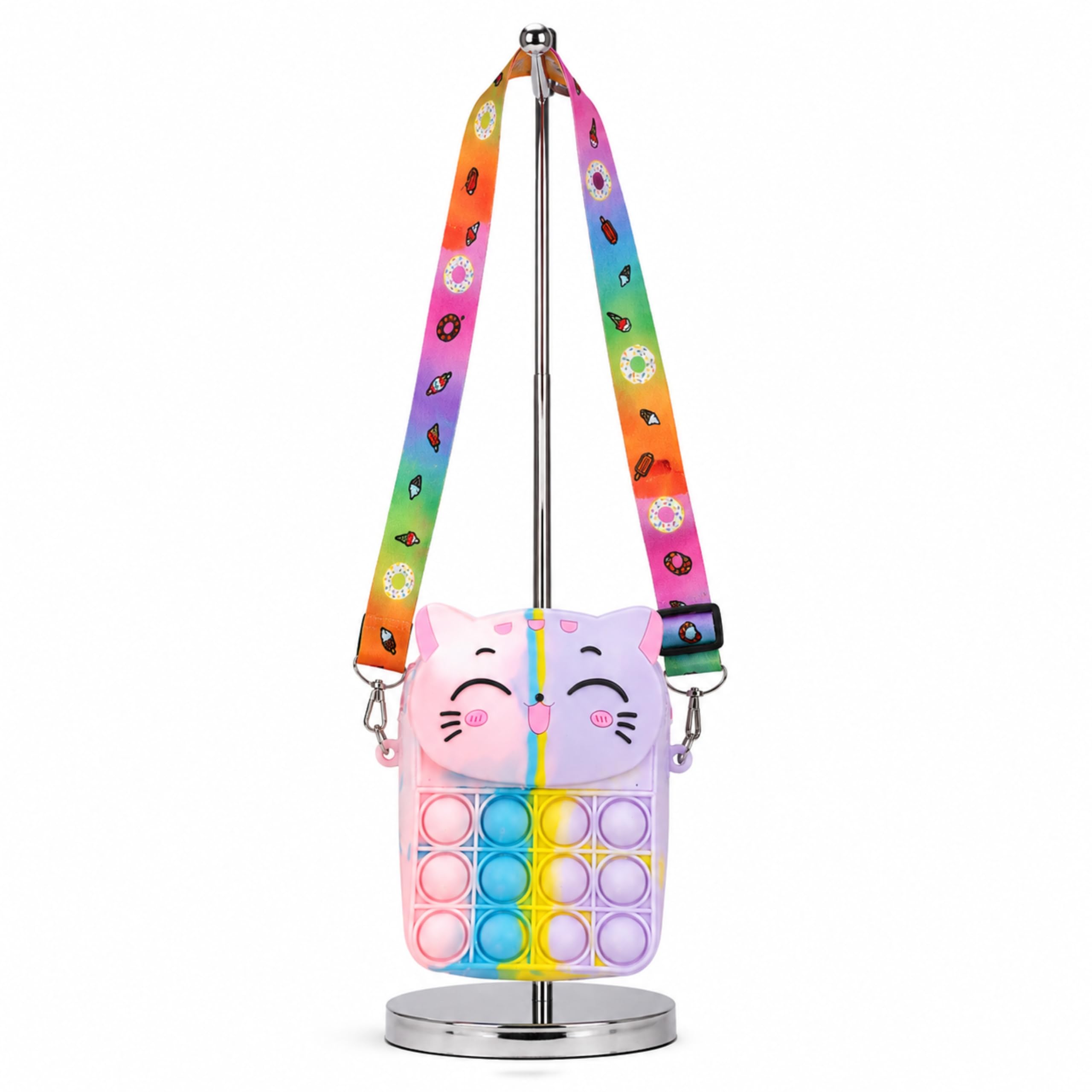 Cat Pop It Silicone Crossbody Bag for Girls, Rainbow | Rakhi Gift | Birthday Gift-picture-48