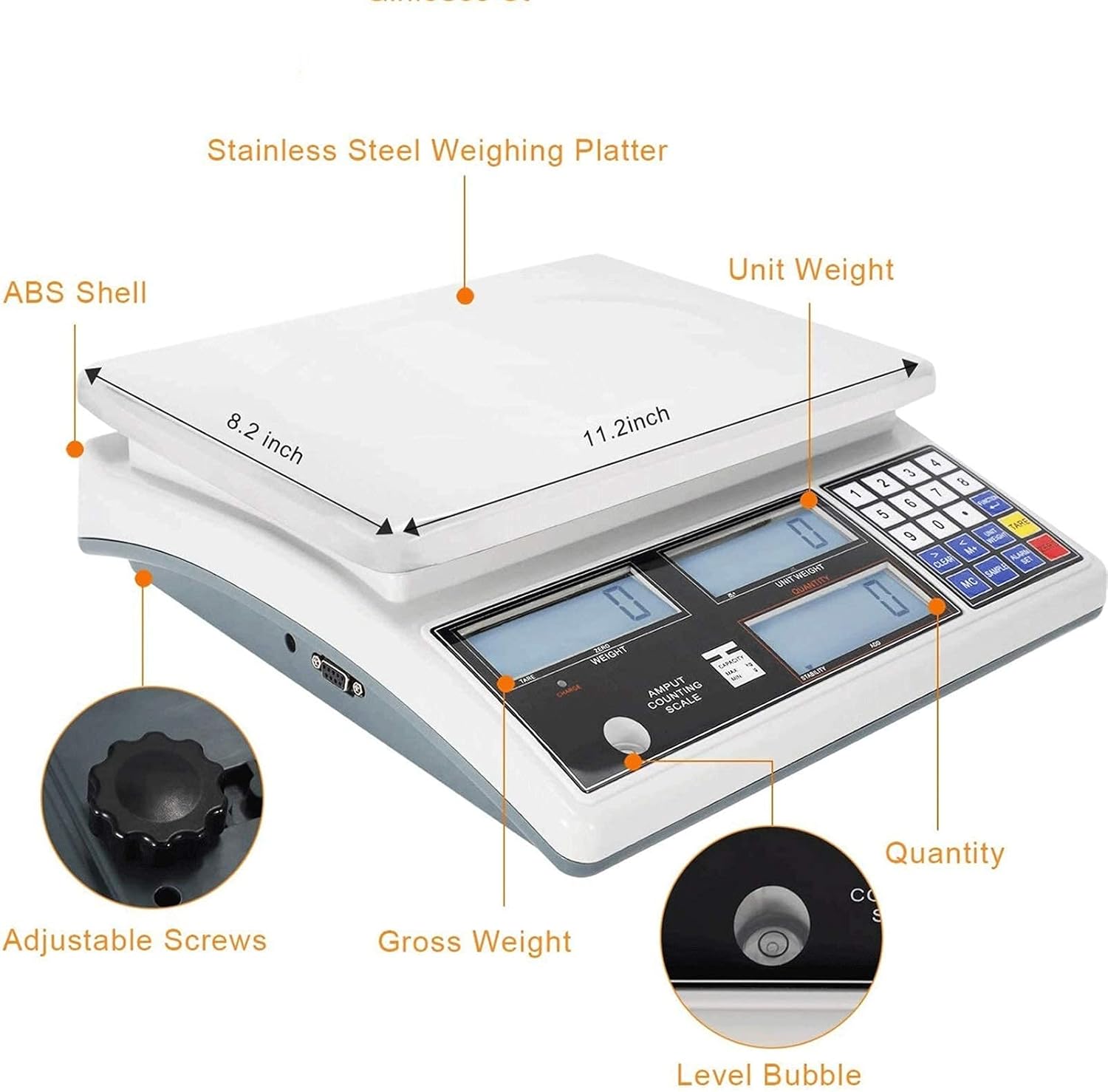 Digital Scale for Parts and Coins kg/g/lb Electronic Gram Scale Piece Counting Scale(10kg/22lb 0.1g)