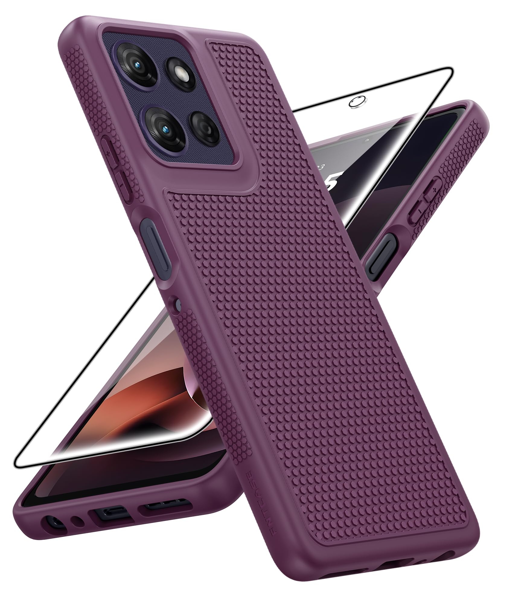 FNTCASE for Moto G-Power 2025/2026 Case: Non Slip TPU Shockproof Burgundy | With Screen Protector, Military Grade Drop Protection, Anti-Scratch, Matte Textured Protective Daily Phone Cover, Burgundy