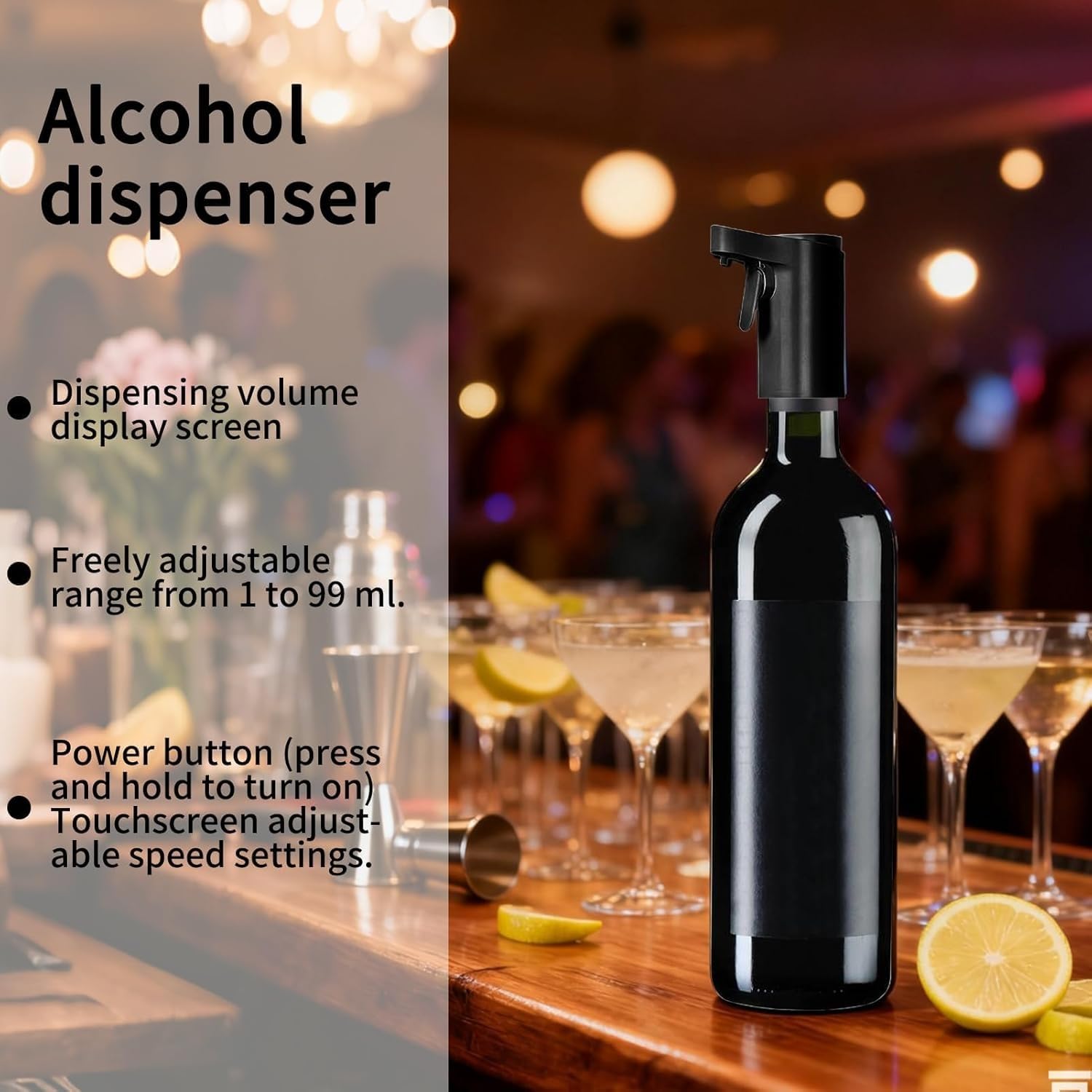 Aérateur Verseur De Vin Électrique | Distributeur d'alcool électrique à écran tactile, 4 modes de versement réglables, aérateur étanche(White)