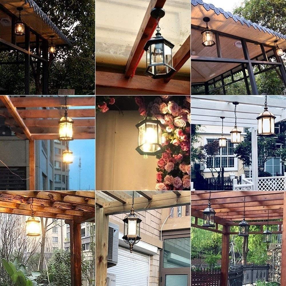 Zewnętrzna lampa wisząca Antyczna wioska Metalowa latarnia w kształcie klatki Wodoodporna ogrodowa Lampa wisząca sufitowa E27 Szkło aluminiowe Regulowana wysokość Żyrandol Oświetlenie na patio Ogród