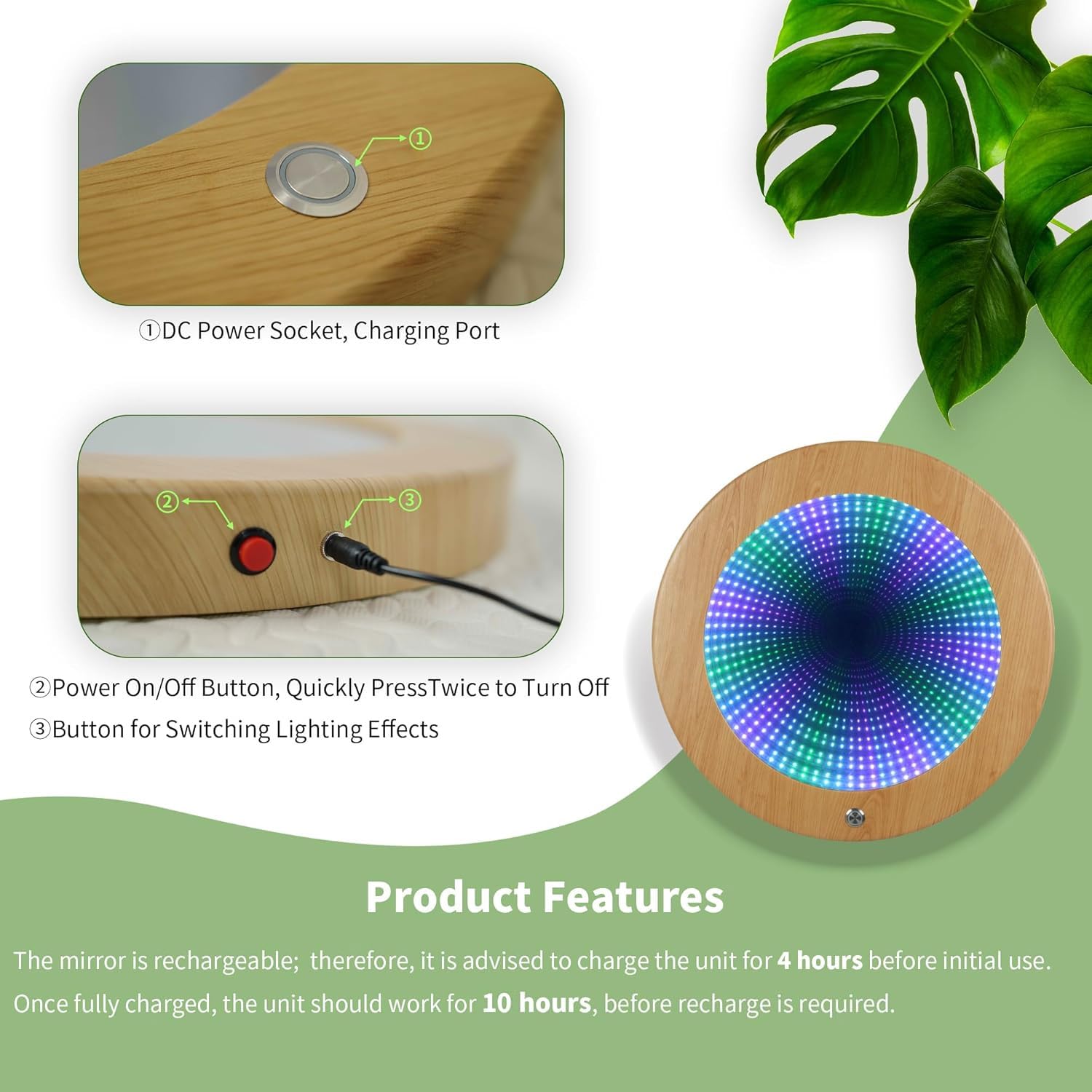 Tenmind 3D Circular Infinity Mirror with Mood Light Multi Color Changing Tunnel Magical Lighting Ideal Gift for Kids — view 5