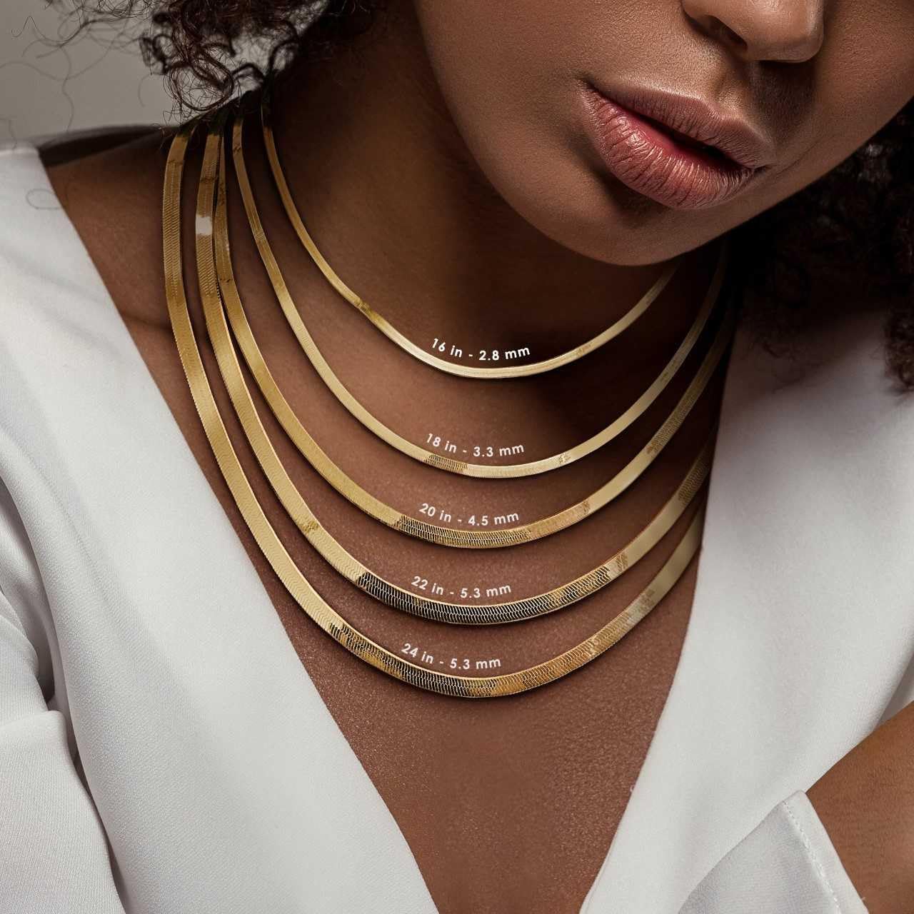 Italian 925 Sterling Silver Herringbone Chain Necklace - for Men & Women - Available in Silver, Yellow Gold Plated Sterling Silver - in Various Widths - Versatile Lengths: 16in, 18in, 20in, 22in, 24in