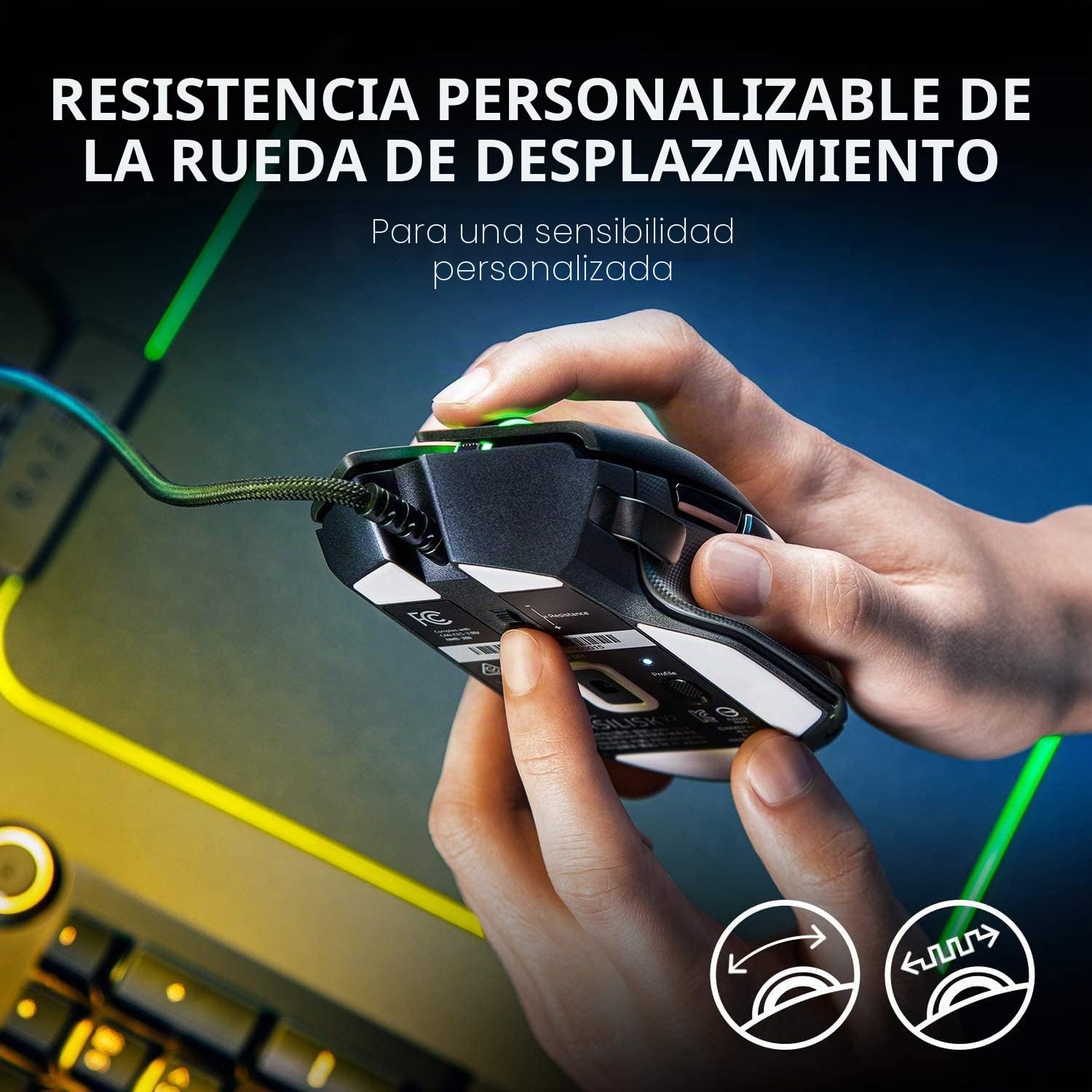 Razer Basilisk V2 - Ratón Gaming FPS (con nuevo Sensor Óptico Focus+ de 20000 DPI, 5G, Interruptor dpi Extraíble y Rueda de Desplazamiento Personalizable, RGB Chroma e USB) Negro
