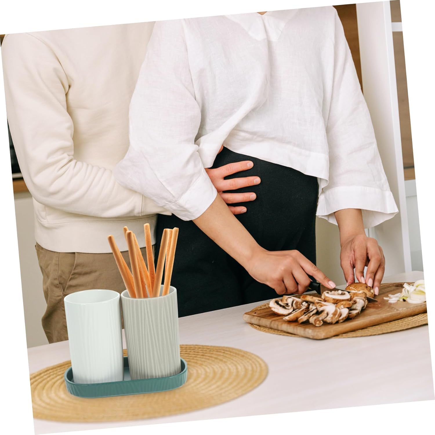 SECFOU Ceramic Cutlery Storage Box Kitchen Utensil Holders for Spoons Forks Chopstick Rack Drying Rack Kitchen Supplies North Style