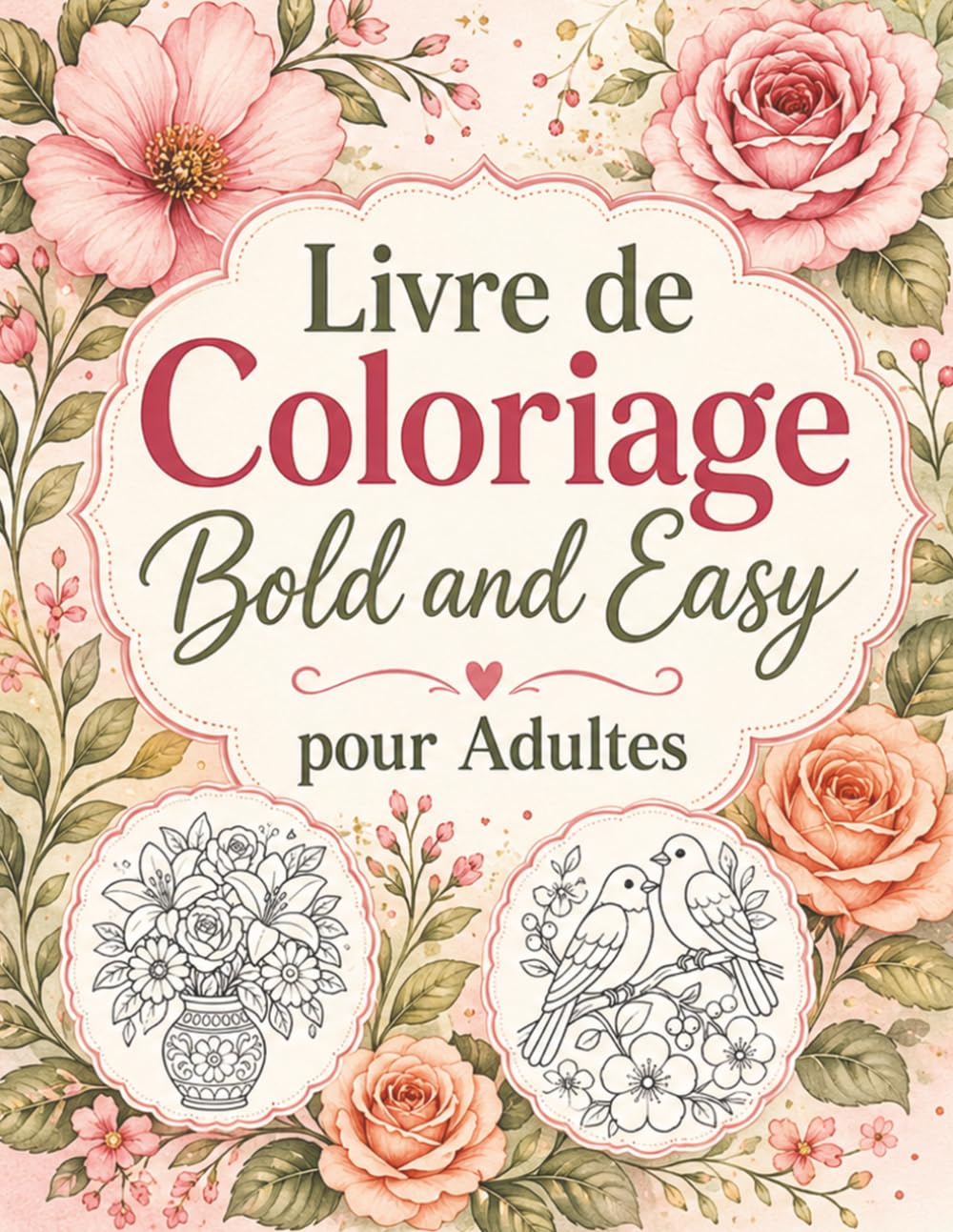 Livre de Coloriage Bold and Easy pour Adultes: Pages simples et élégantes avec fleurs, coins cosy, objets décoratifs et nature apaisante