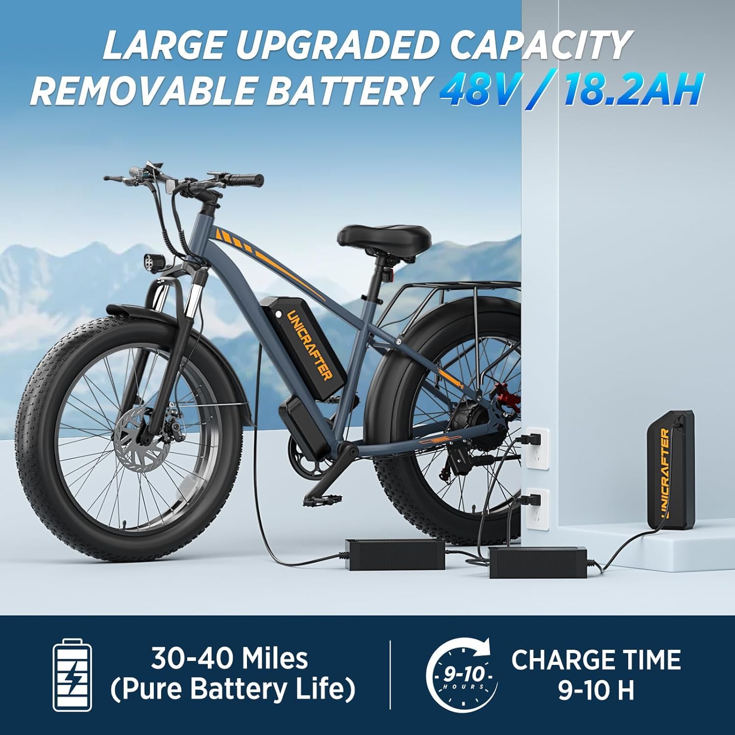 F01 Electric Bike for Adults-Peak 1500W Brushless Motor Speed Max 32MPH,26" Electric Bike Fat Tire,48V 18.2Ah Removable Battery Long Range 80Miles Electric Mountain Bike,UL 2849 Certified
