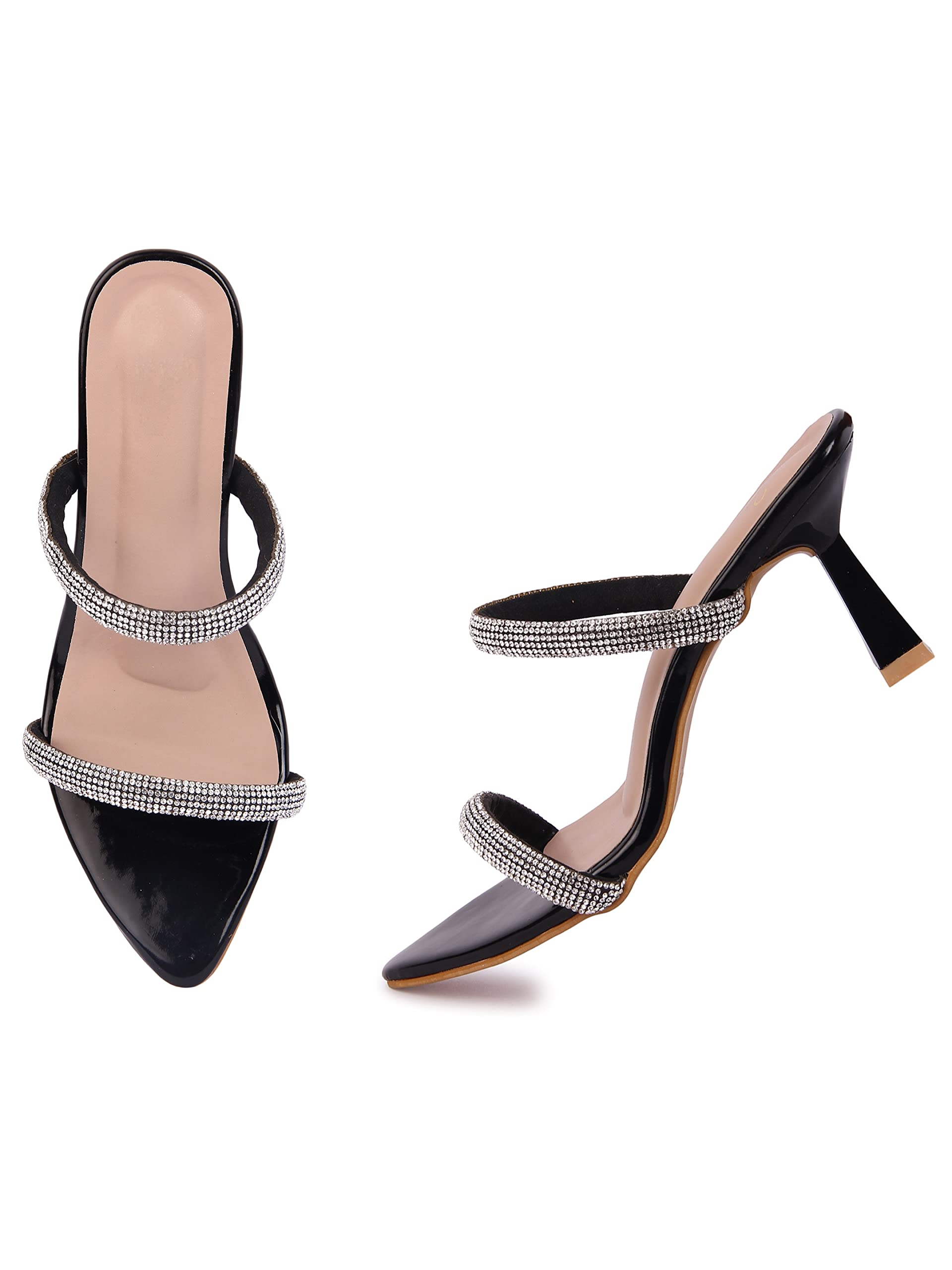 viash Black Stylish Rhinestone Stiletto Heel For Women/Girls (B0C5MTNTX8) Amazon Price History, Amazon Price Tracker