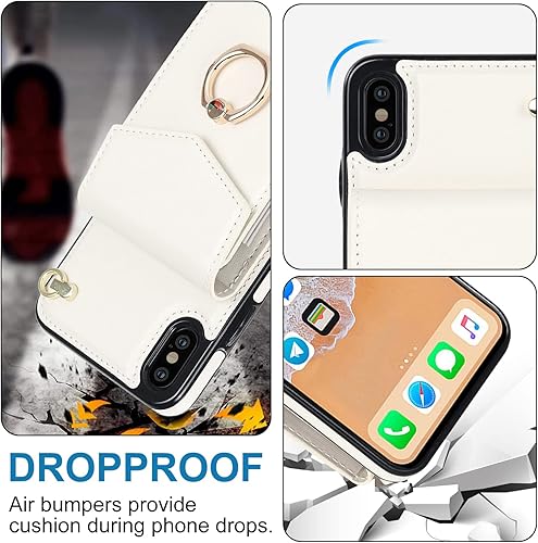 Miniatura 6 de Asuwish Funda de teléfono para iPhone Xs Max con protector de pantalla de vidrio templado y anillo RFID, soporte para tarjeta de crédito, accesorios