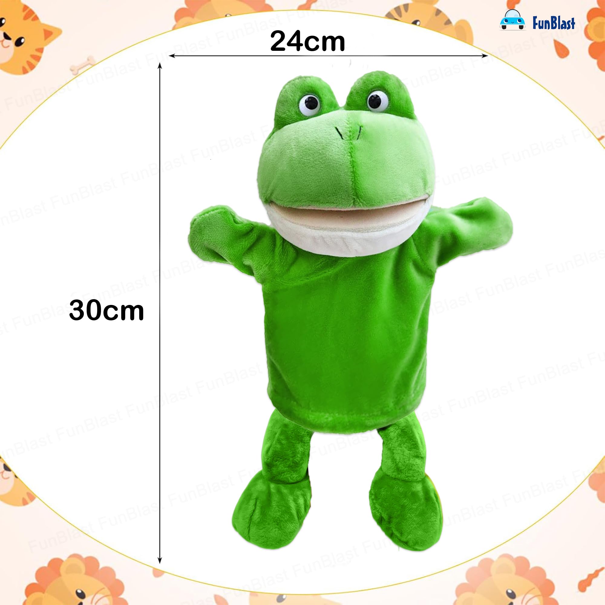 FunBlast Hand Puppets for Kids - Cute Animal Soft & Interactive Plush Puppets for Storytelling, Role Play & Learning Toys, Perfect for Toddlers & Children (Frog) 1