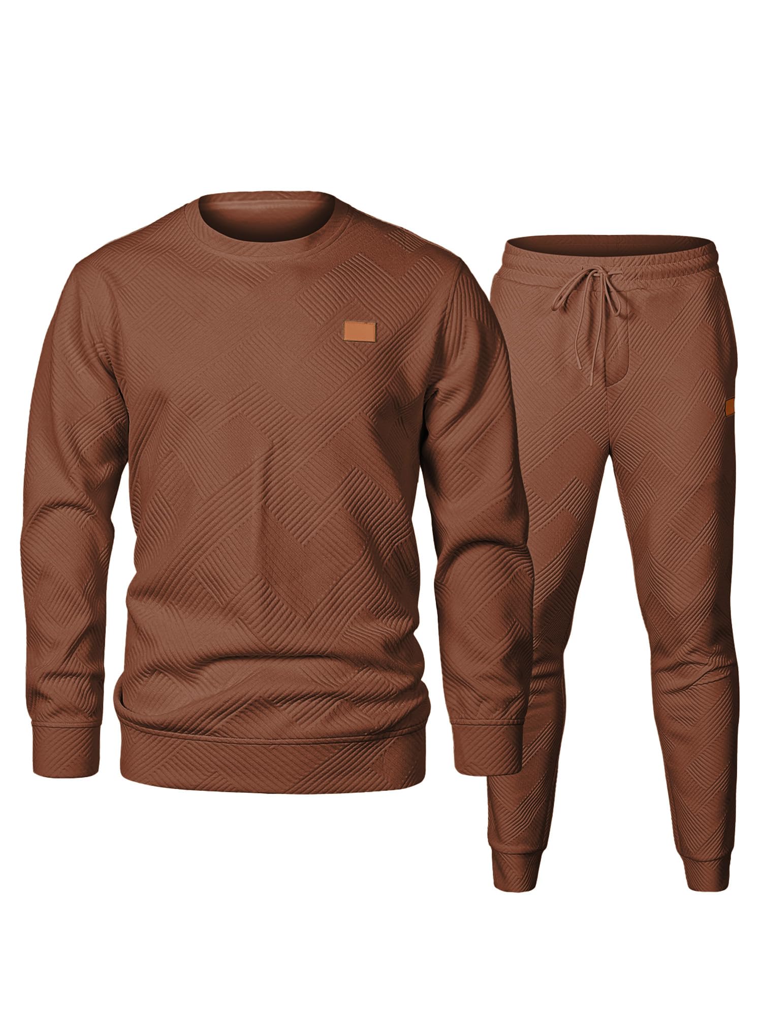 Men's 2 Piece Outfits Knit Jacquard Pullover Sweatshirt Tracksuit & Joggers Sweatpants Sweatsuit Sets with Pockets-image-48