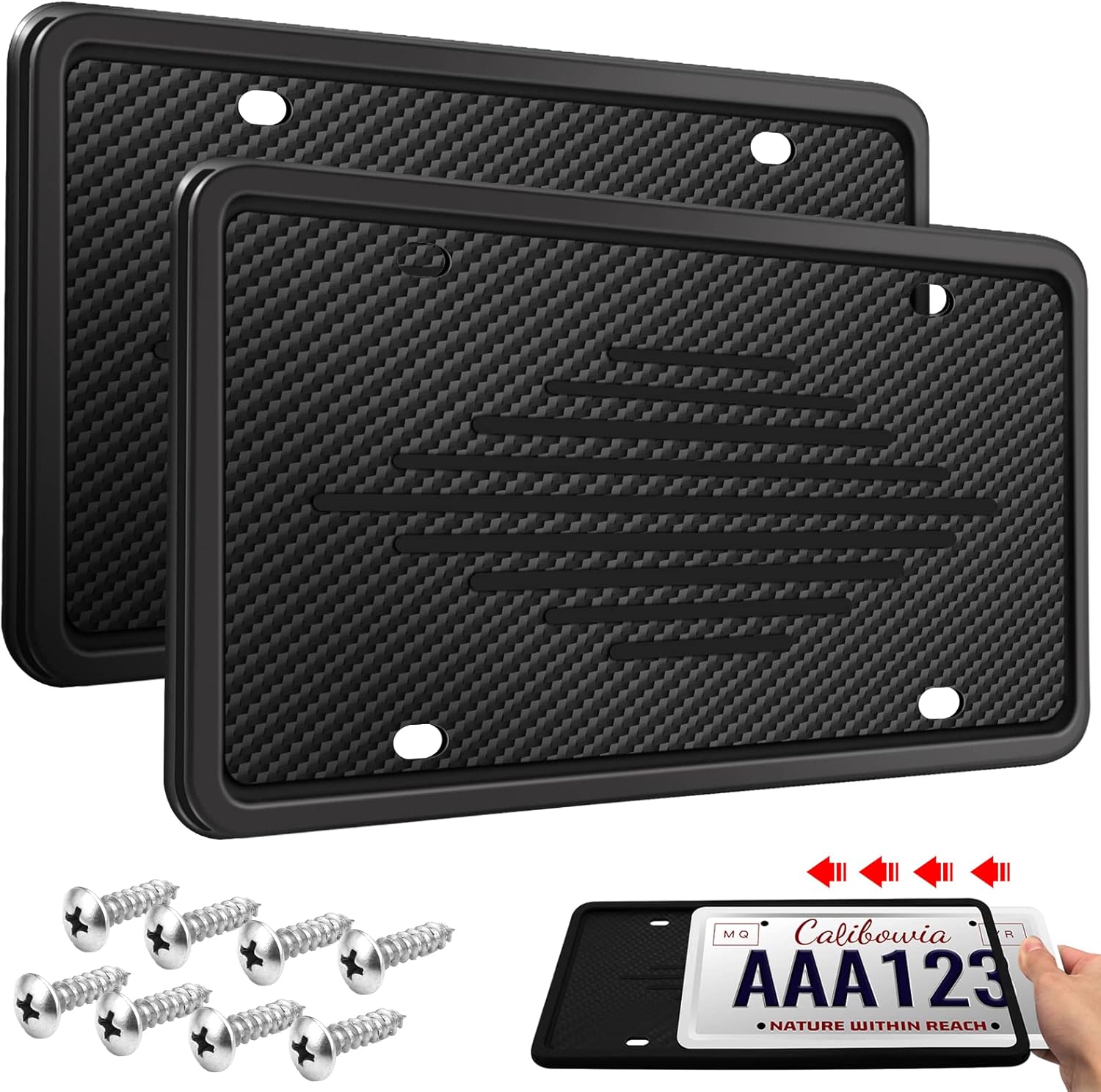 Intermerge License Plate Frames, 2 Pack Car License Plate Cover