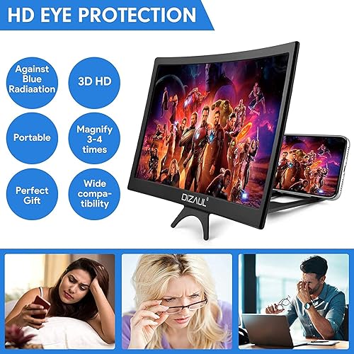 Miniatura 2 de Lupa de pantalla 3D de 16 pulgadas para teléfono inteligente - Pantalla curva HD para teléfono móvil - Amplificador de pantalla plegable para