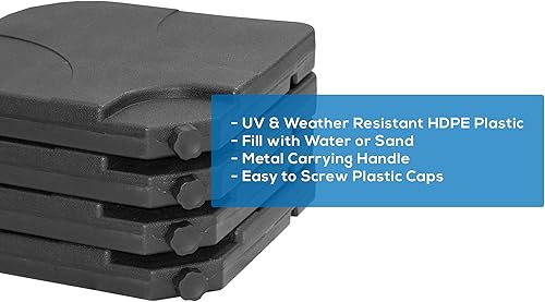 Miniatura 7 de WestinTrends Paraguas universales de 4 piezas con base cuadrada en voladizo para patio al aire libre, pesos resistentes, relleno de agua o arena,