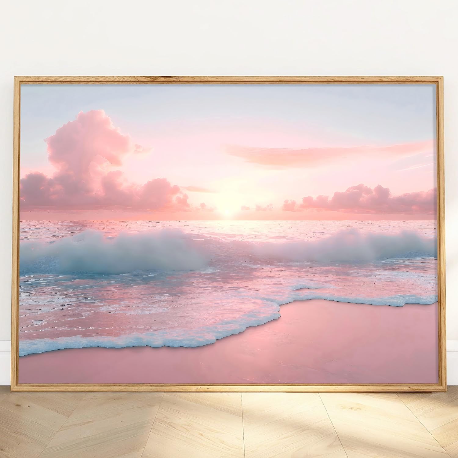 Amazon.com: Pink Beach Sunset Wall Art Summer Sunrise Poster